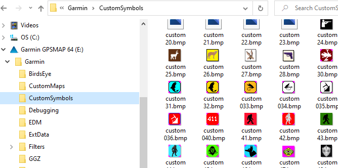 garmin device's CustomSymbols folder