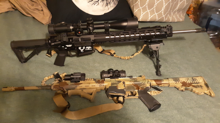 Patrol Rifle examples. AR-10 in Winchester .308/7.62mm and AR-15 in 5.56mm/Remington .223