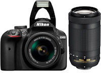 Nikon D3400 24.2MP DSLR Camera with AF-P 18-55 VR and 70-300m Lenses